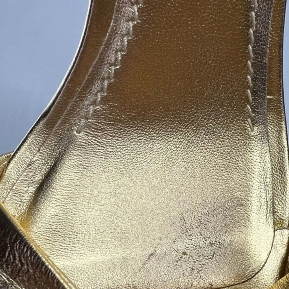 DIANE von FURSTENBERG Made in Italy 🇮🇹 Gold Designer Metallic Heels Size 7M‎